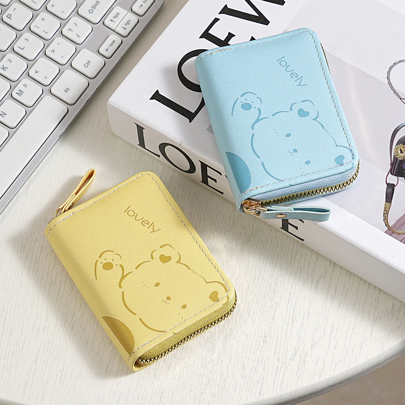 Playful Cartoon Pattern Zippered Wallet