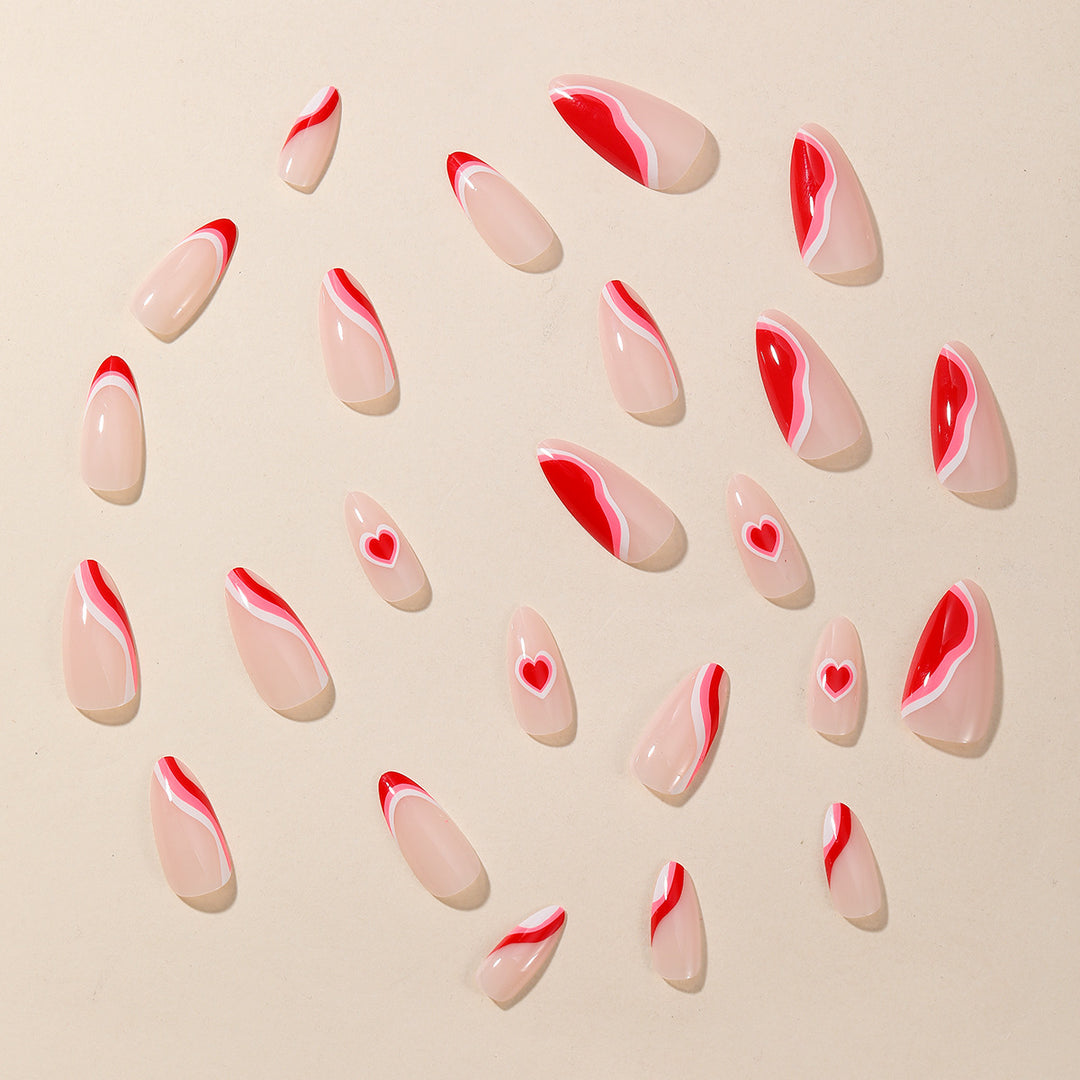 Artistic Heart-Themed Acrylic Nail Extensions Kalsten