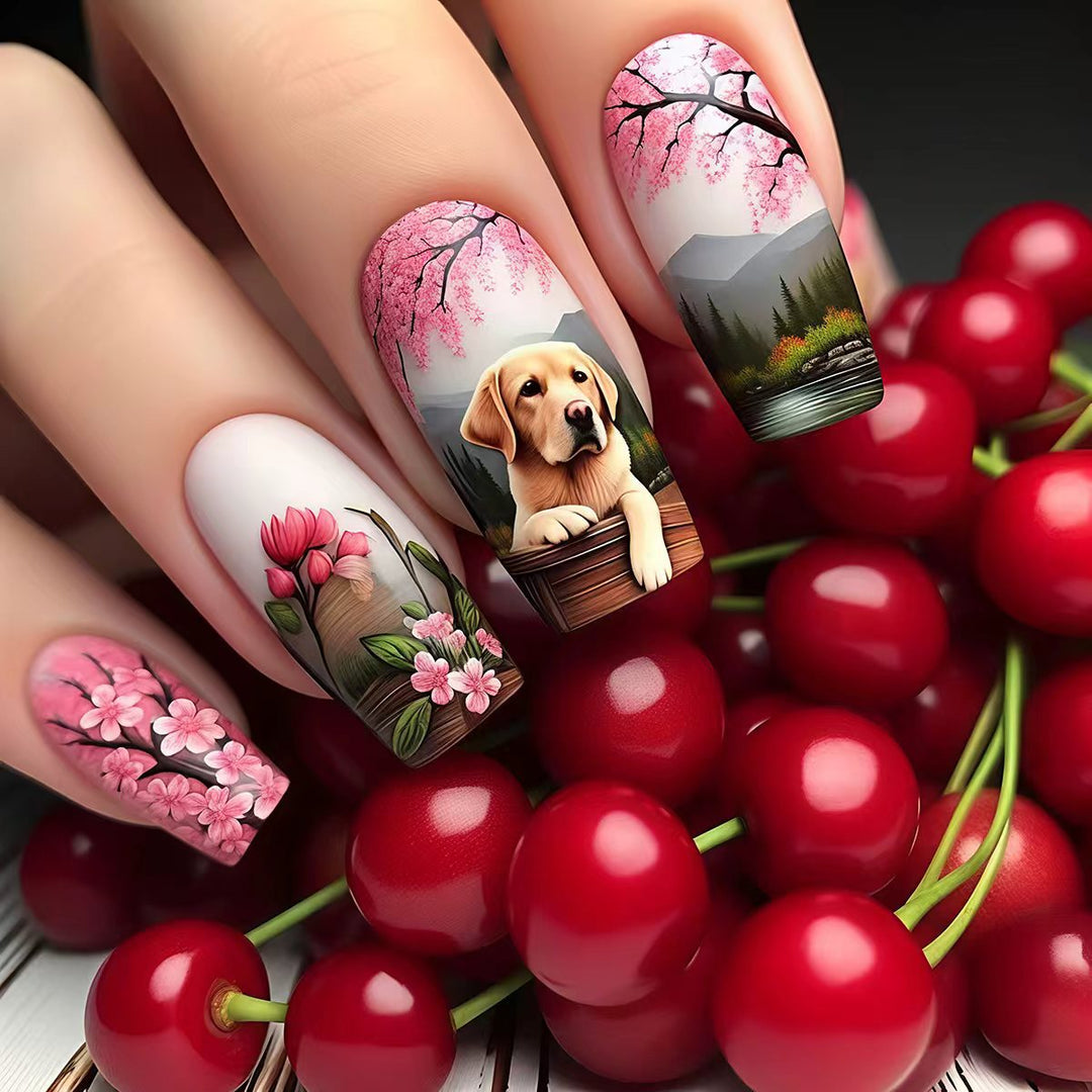 Artificial nails with floral and animal motifs Kalsten