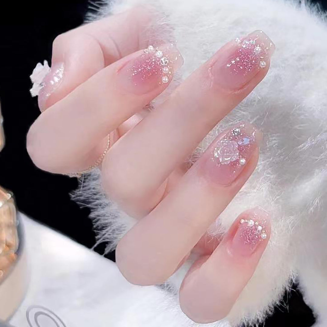 Glittery Crystal-Embellished Press-On Nail Tips Kalsten