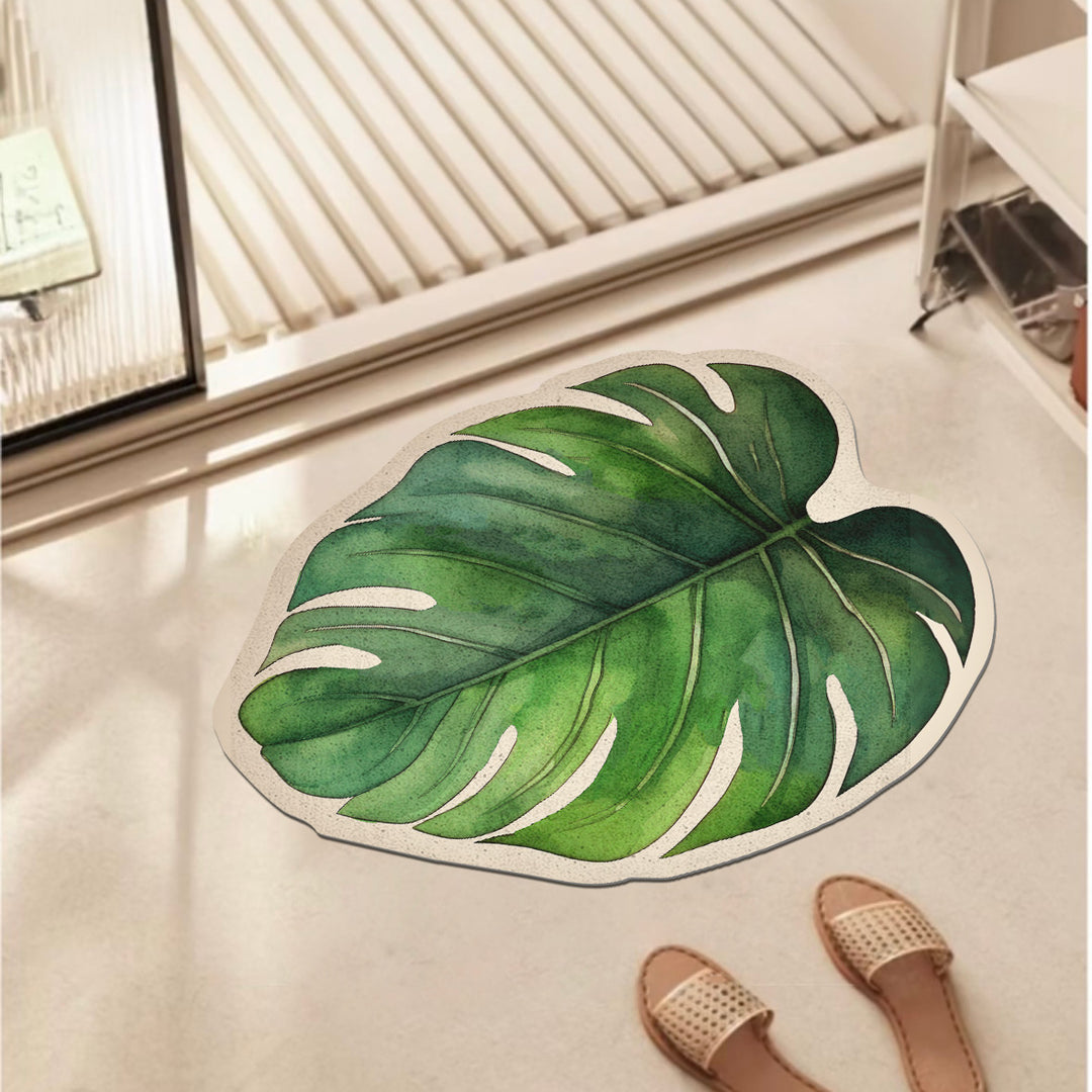 Tropical Leaf Shaped Bath Mat