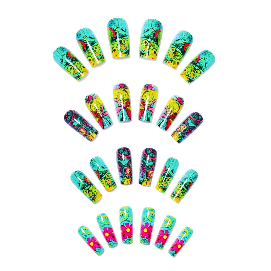Creative Art Nails with Glowing Flower Design Kalsten