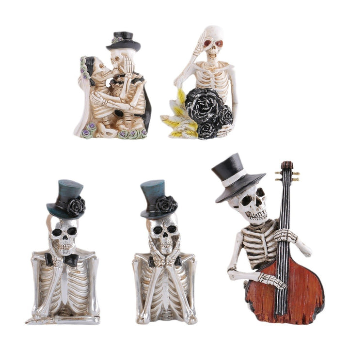 Detailed Resin Halloween Decoration Figure Skeleton with Double Bass