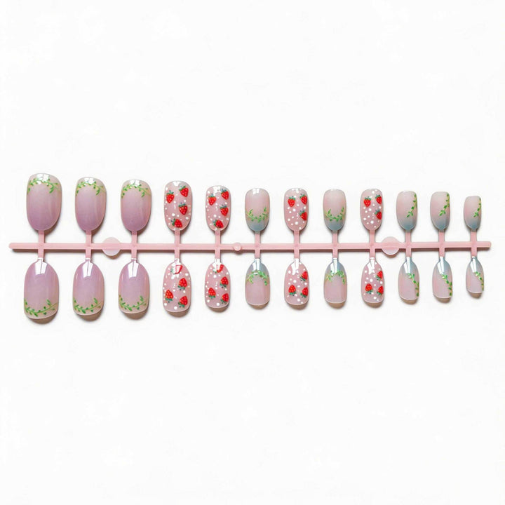 Artistic Strawberry-Themed Nail Art