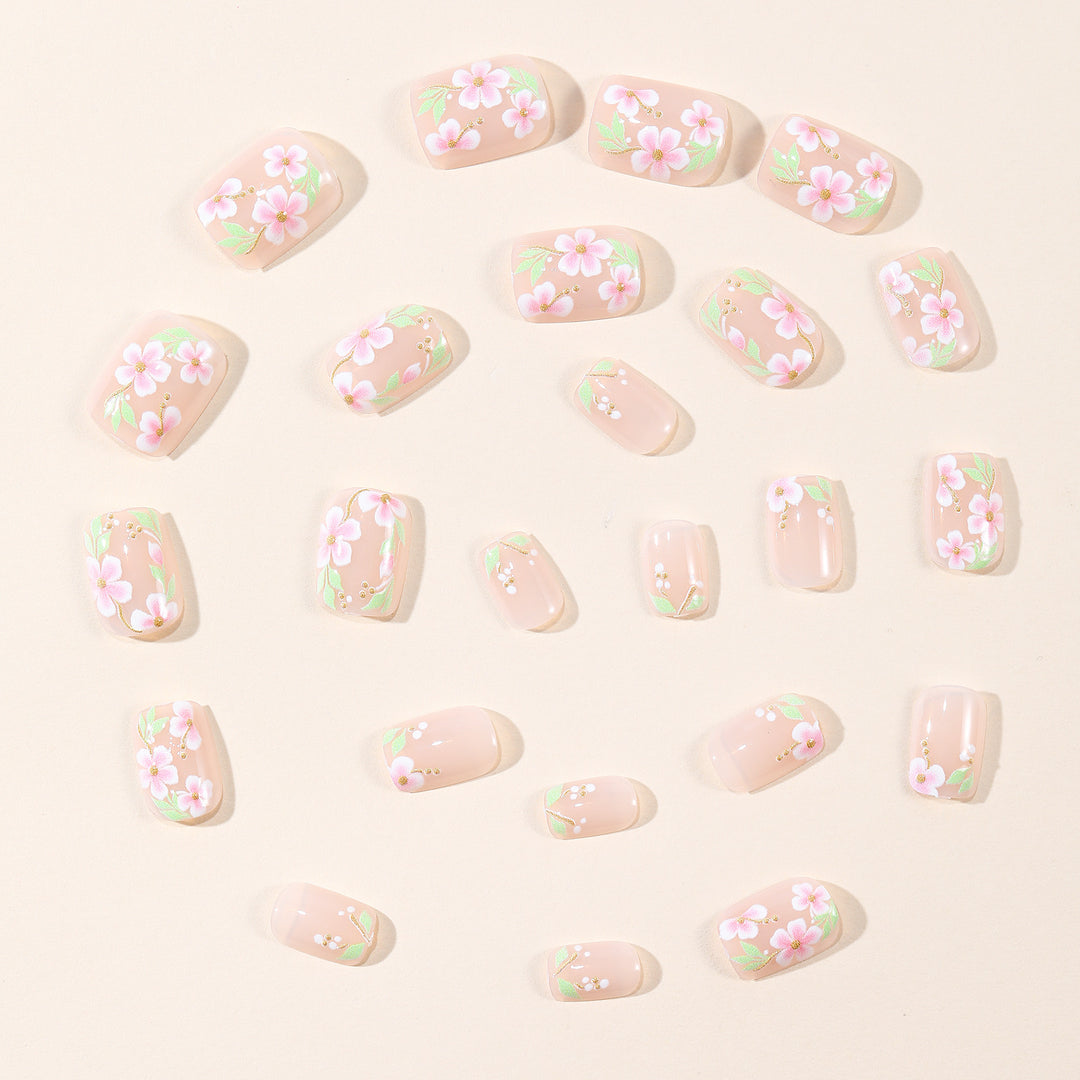 Elegant Floral Hand-Painted Nail Art Kalsten