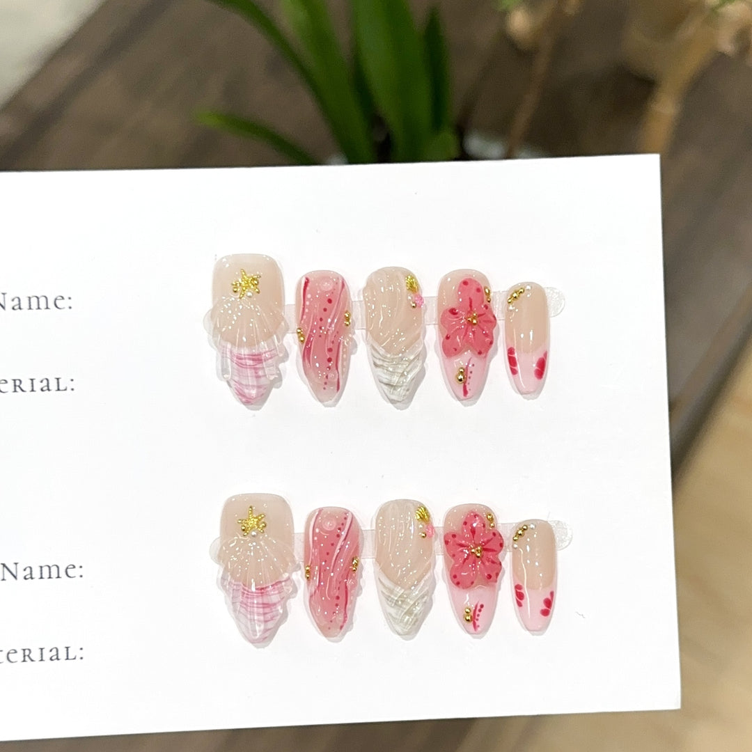 Floral Design Press-On Nail Art Set