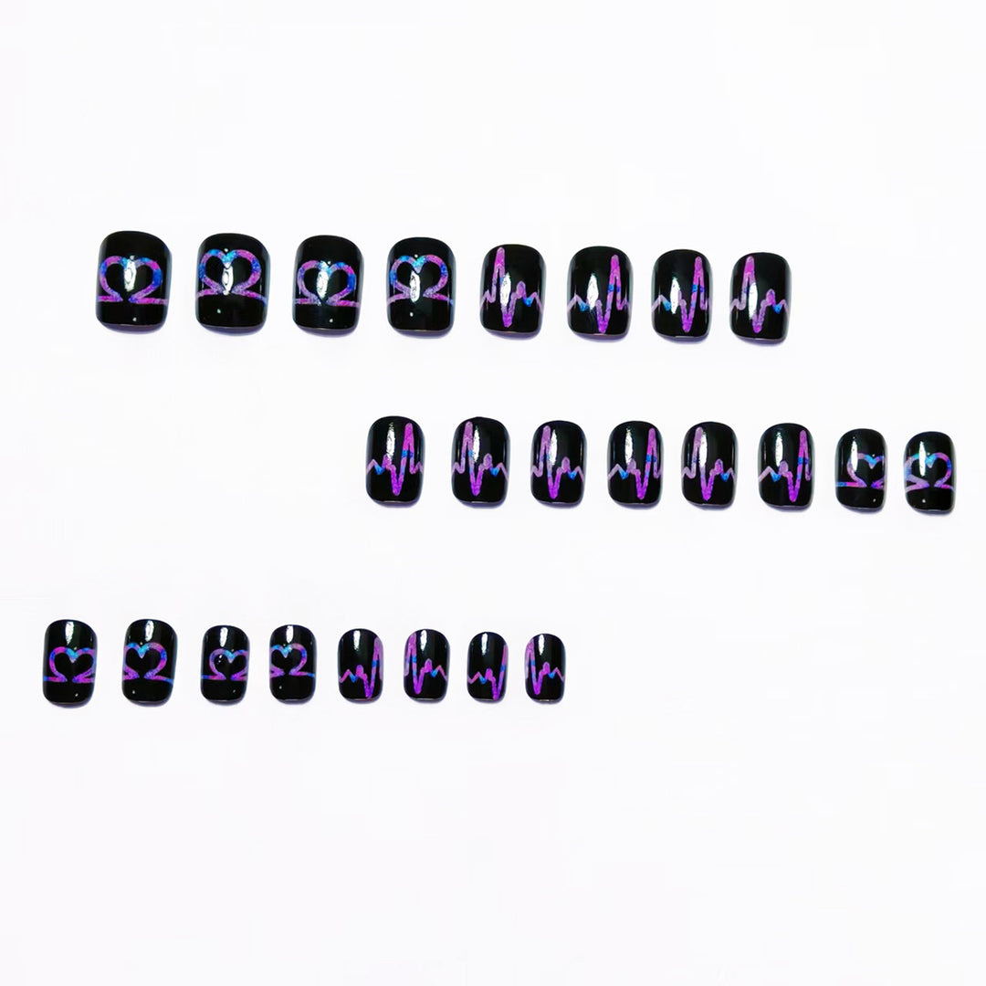 Artificial nail set with heart and EKG motif Kalsten