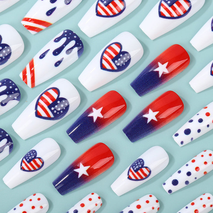 Artificial nails in patriotic heart design Kalsten