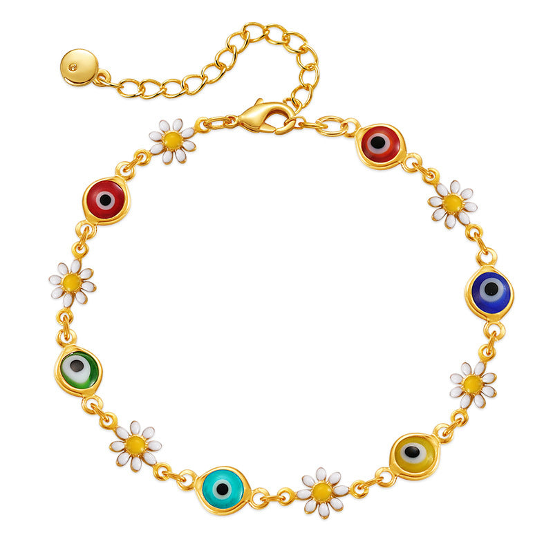 Floral Evil Eye Charm Anklet Kalsten
