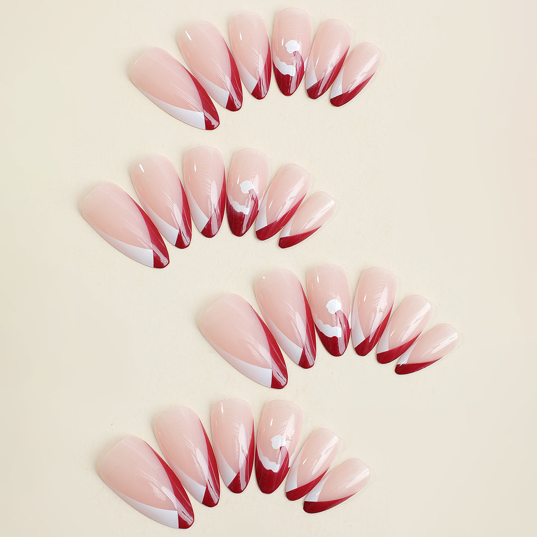 Acrylic nail set with stylish French tip design and elegant color gradients Kalsten