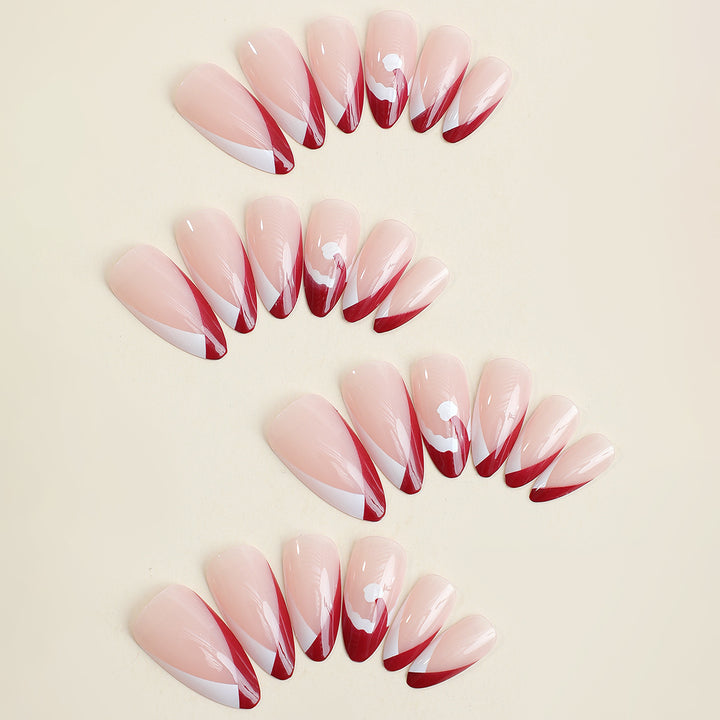 Acrylic nail set with stylish French tip design and elegant color gradients Kalsten