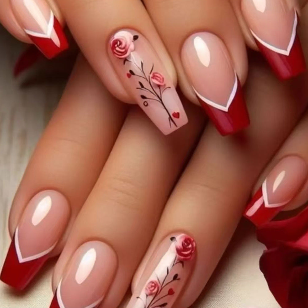 Elegant Floral-Embellished Press-On Nails Kalsten