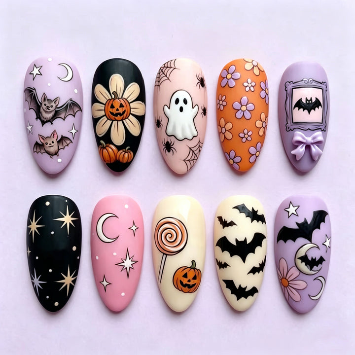 Halloween-Themed Artistic Press-On Nail Set