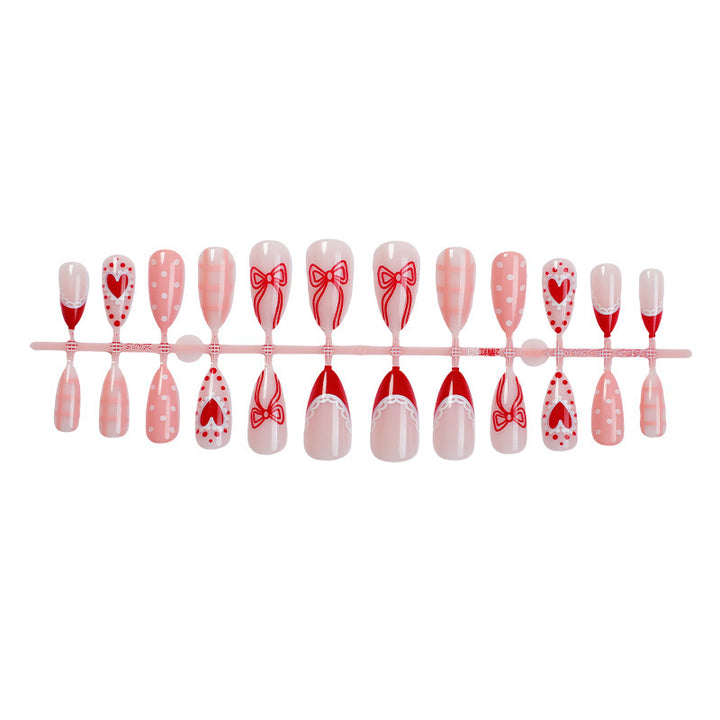 Creative Nail Art Set with Romantic Bow, Heart, and Dot Designs Kalsten