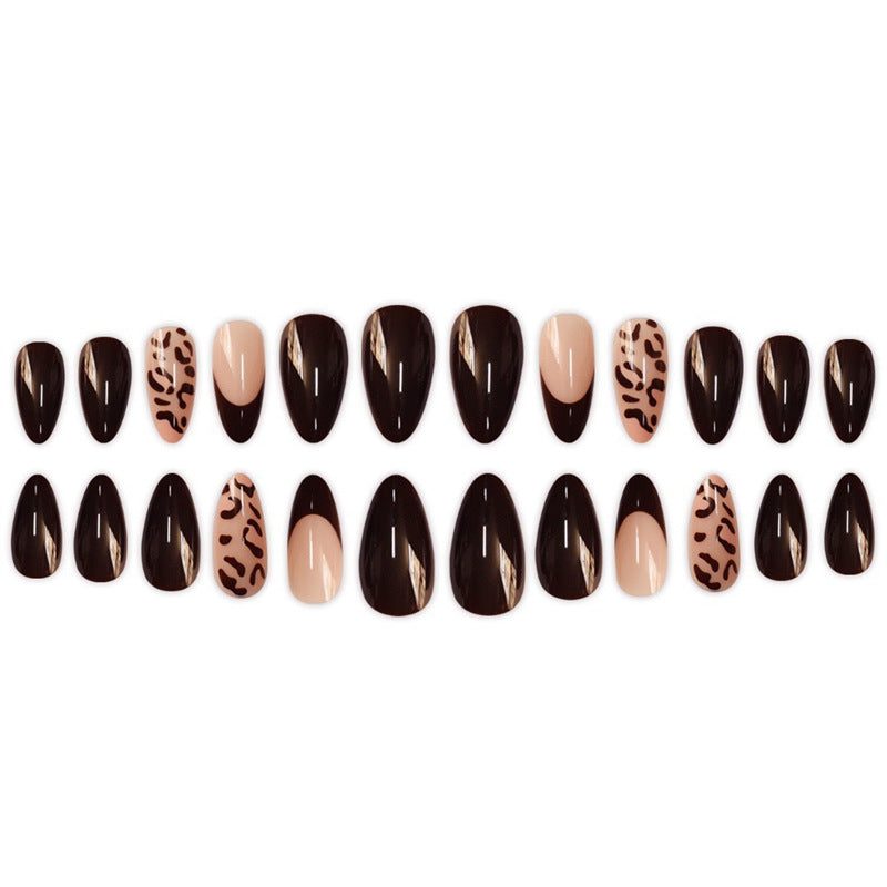 Elegant Stiletto Press-On Nails with Animal Print Design Kalsten