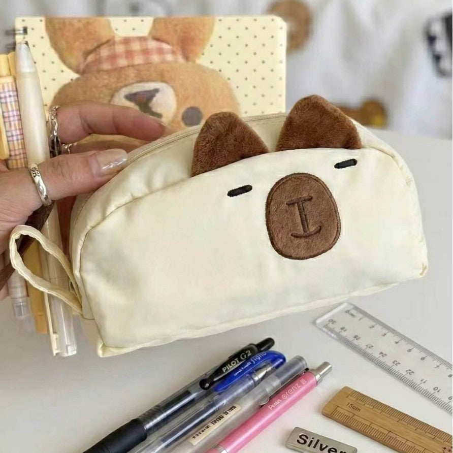 Plush Animal-Themed Zippered Pen Pouch