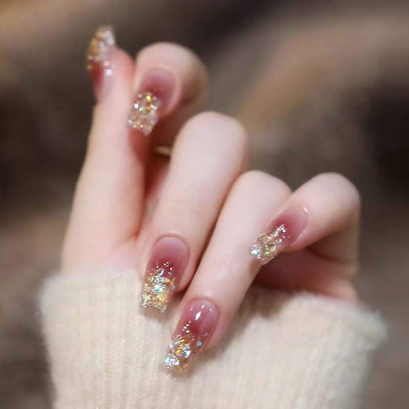 Artistic Press-On Nail Set with Glittery Star Accents Kalsten