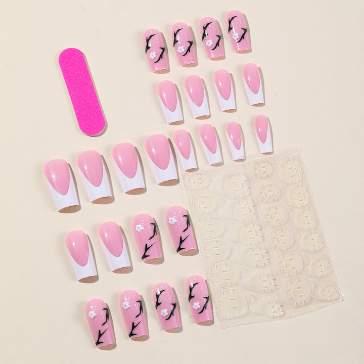 Artistic Floral Acrylic Nail Set Kalsten