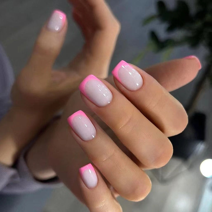 Artificial nail set with luxurious French design and creative neon accents Kalsten