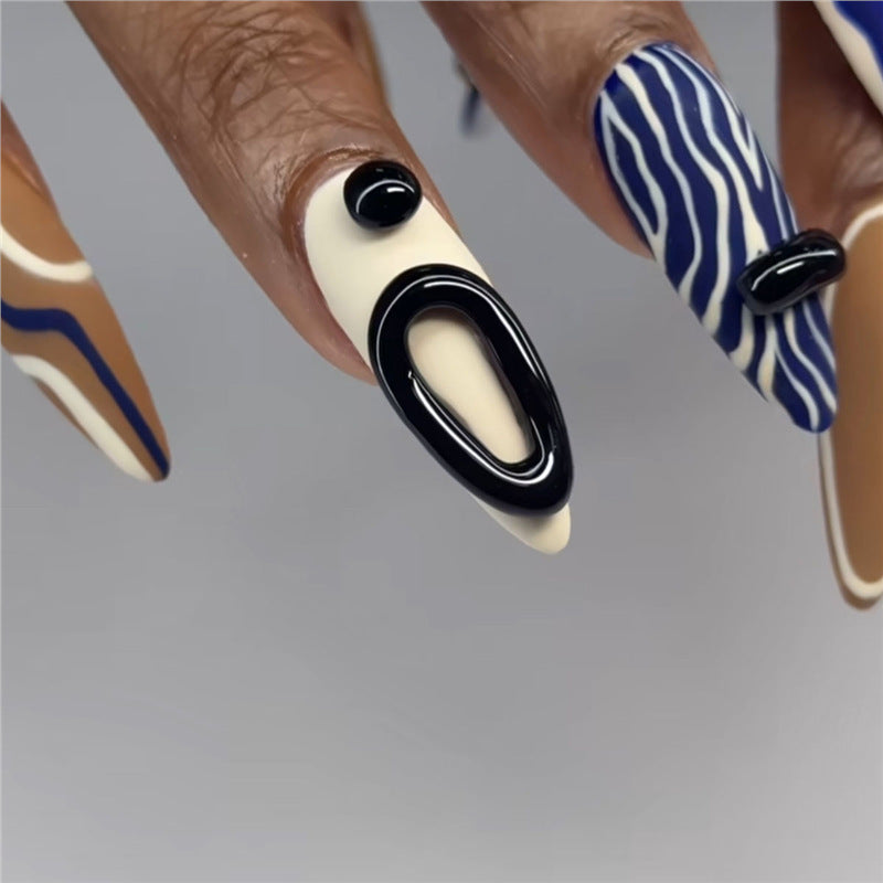 Artistic Abstract Pattern Press-On Nail Extensions Kalsten