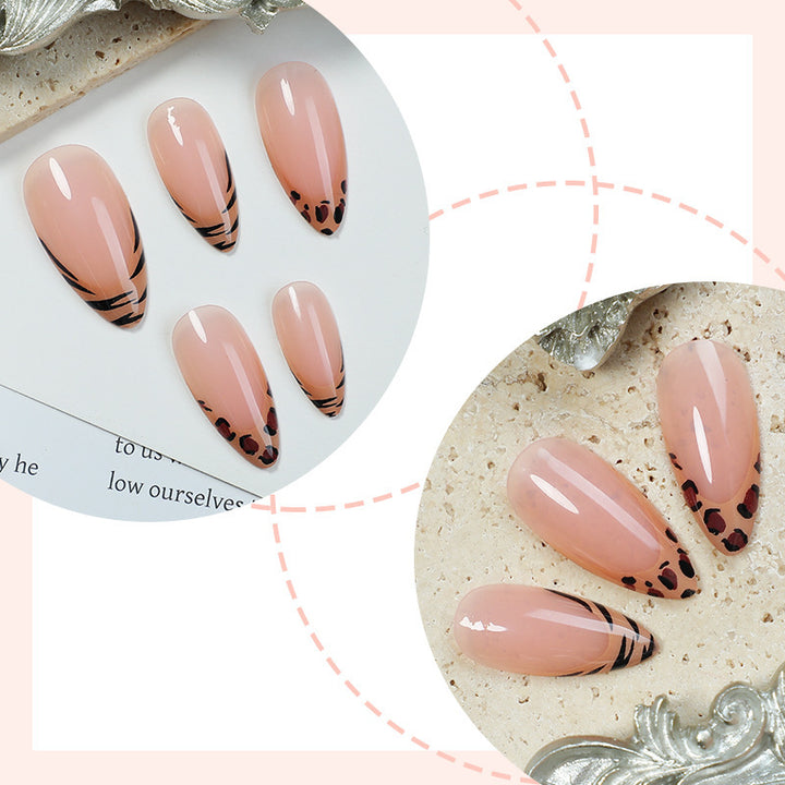 Artificial nail set with elegant leopard and ombre designs Kalsten