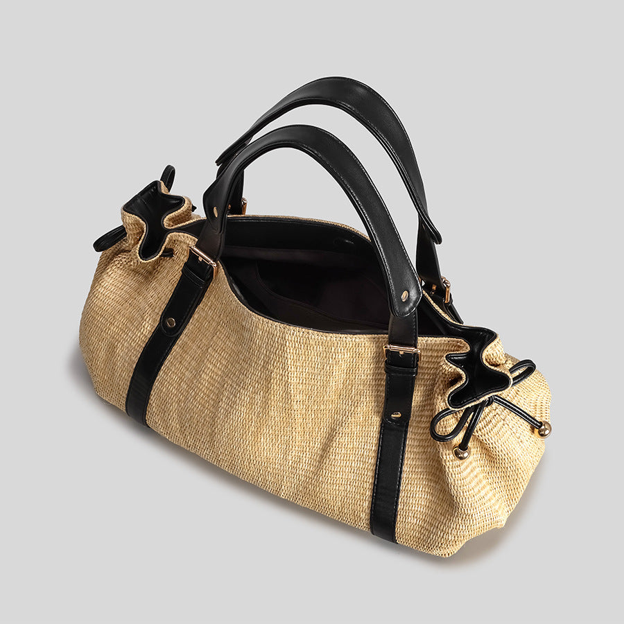 Rustic Handcrafted Straw Tote Bag