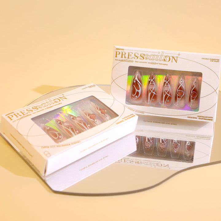 Artificial nail extensions with glamorous design Kalsten