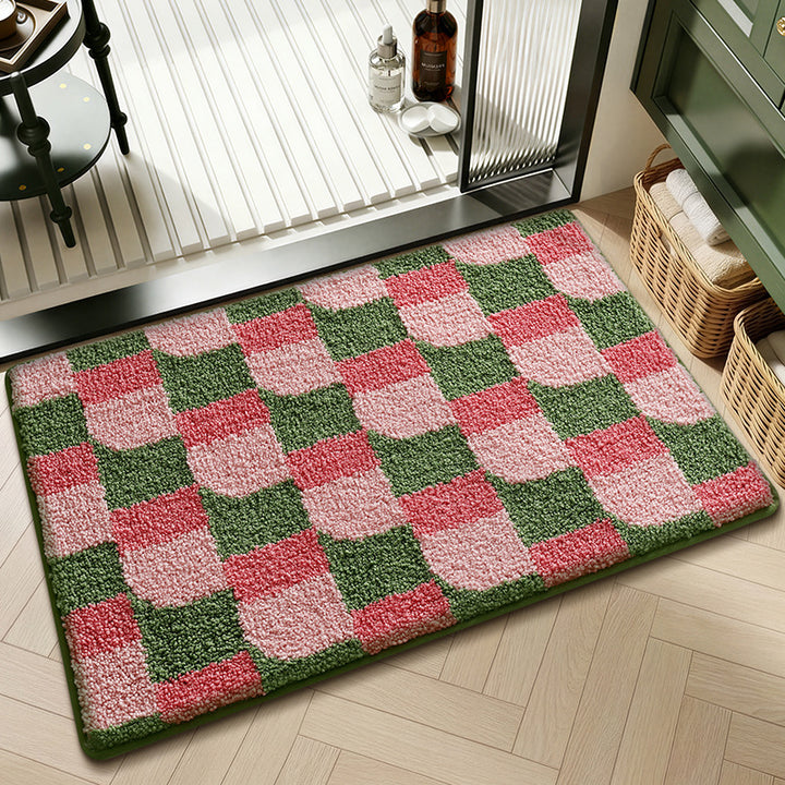 Plush Textured Zigzag Bath Mat Kalsten