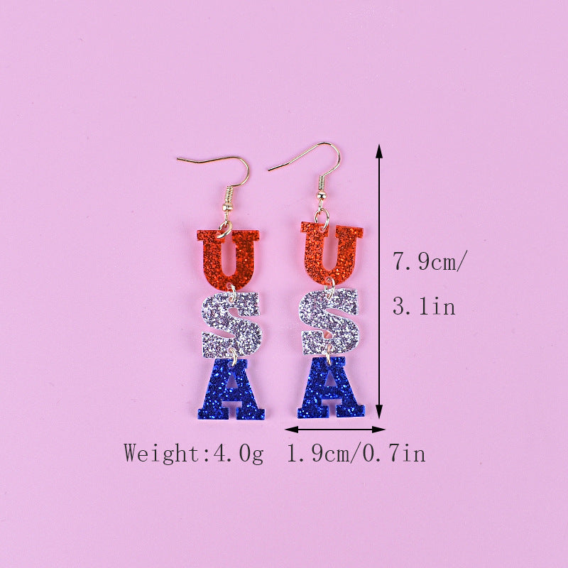Women's long star pendant earrings made of glitter resin with three-tier chain suspension and fishhook Kalsten