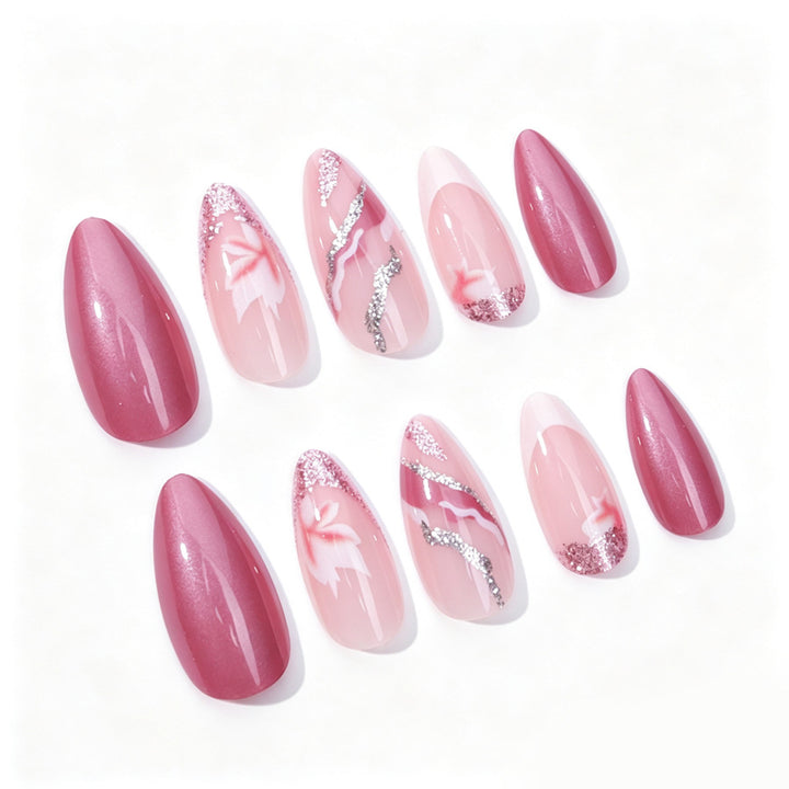 Elegant Floral Stiletto Nail Art Set Kalsten