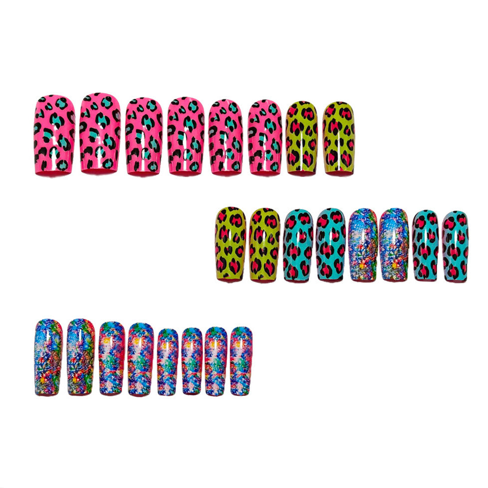Colorful art nail creation with leopard motif Kalsten