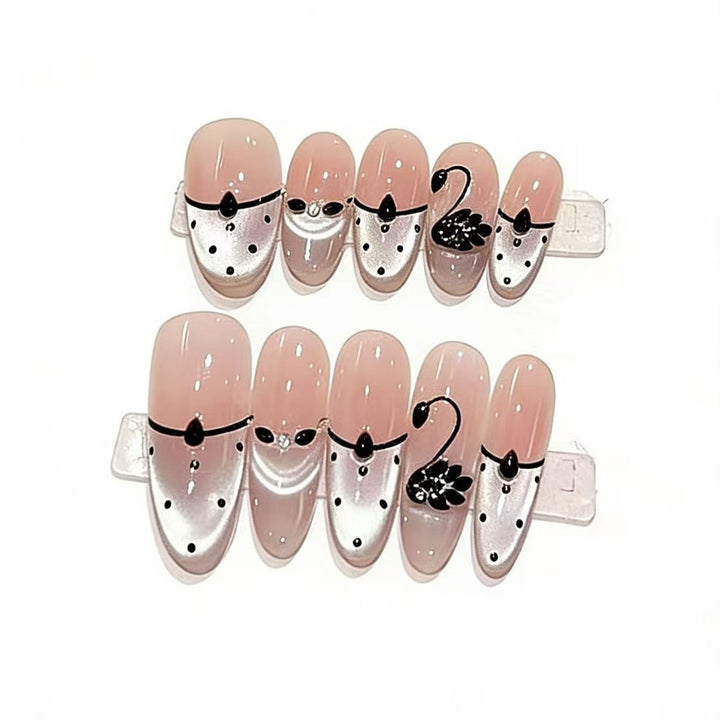 Artistic Swan-Design Press-On Nails Kalsten