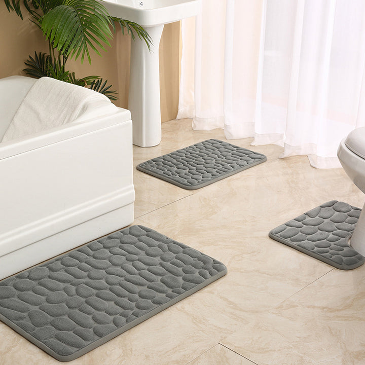 Soft Touch Stone Pattern Bathroom Rug Set Kalsten