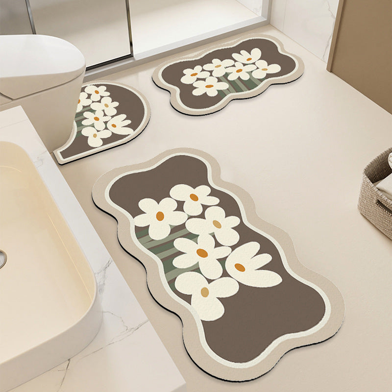 Floral Patterned Bath Mat Set