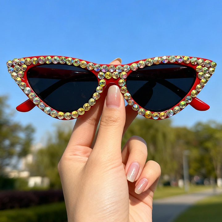 Glamorous Rhinestone-Embellished Cat-Eye Sunglasses Kalsten