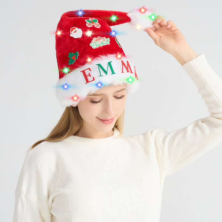 Christmas hat with lights and appliqués