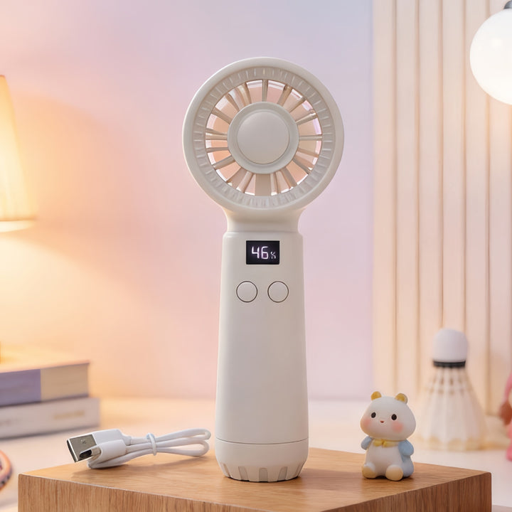 Women's Portable USB Hand Fan with Temperature Display Kalsten