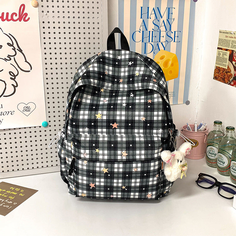 Stylish Multi-Pocket Plaid Backpack Kalsten