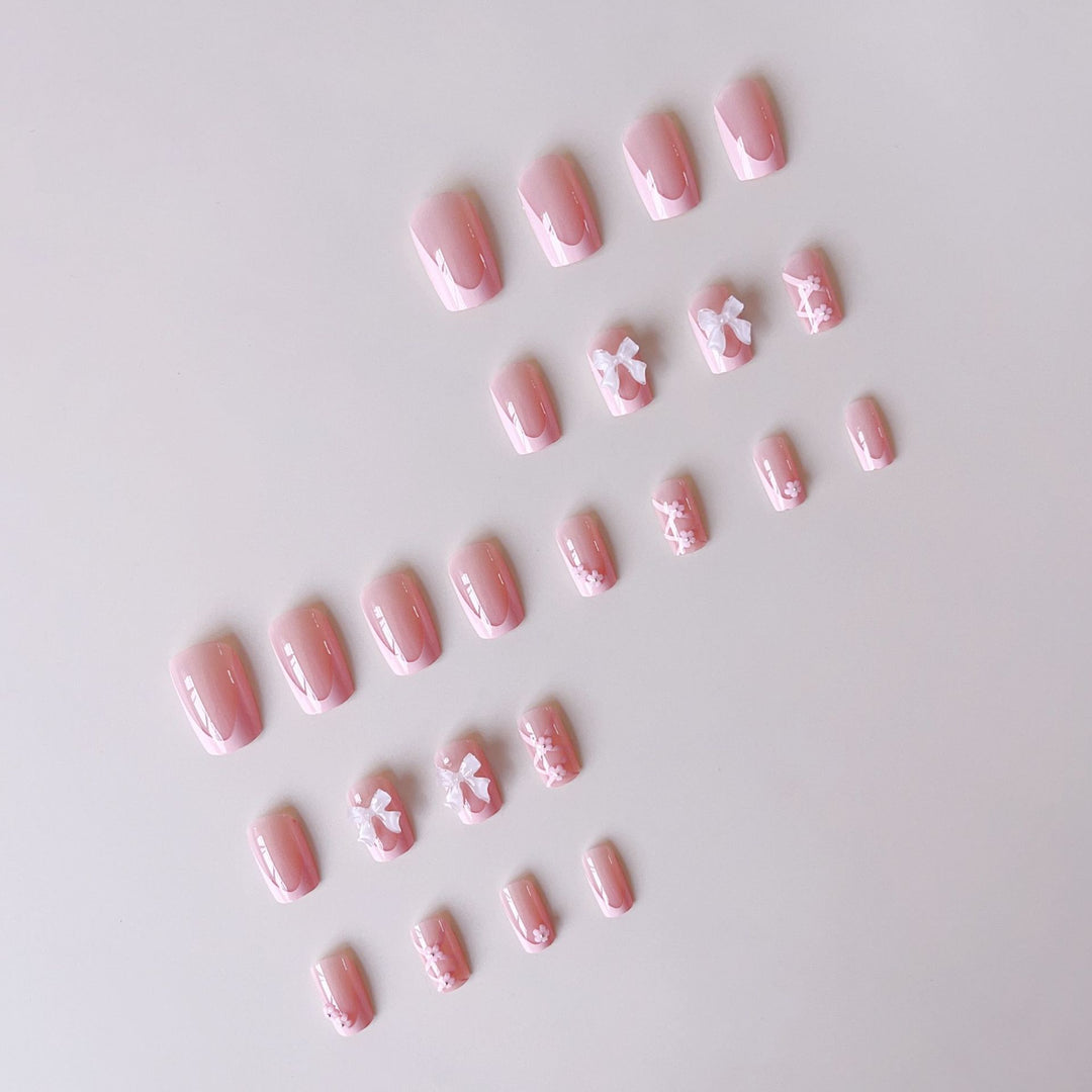 Artificial nail set with filigree 3D flowers and bows Kalsten