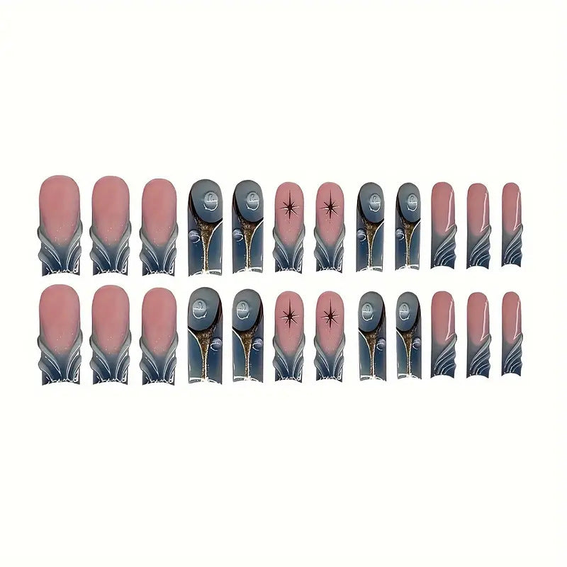 Artistic Abstract Press-On Nail Design Kalsten