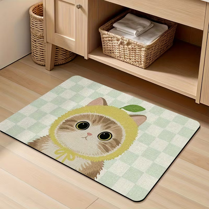 Cute Cat Print Bath Mat Kalsten