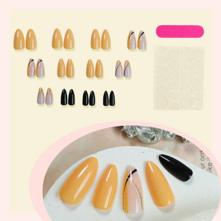 Acrylic Nail Set with Creative Gradient and Elegant Lines Kalsten