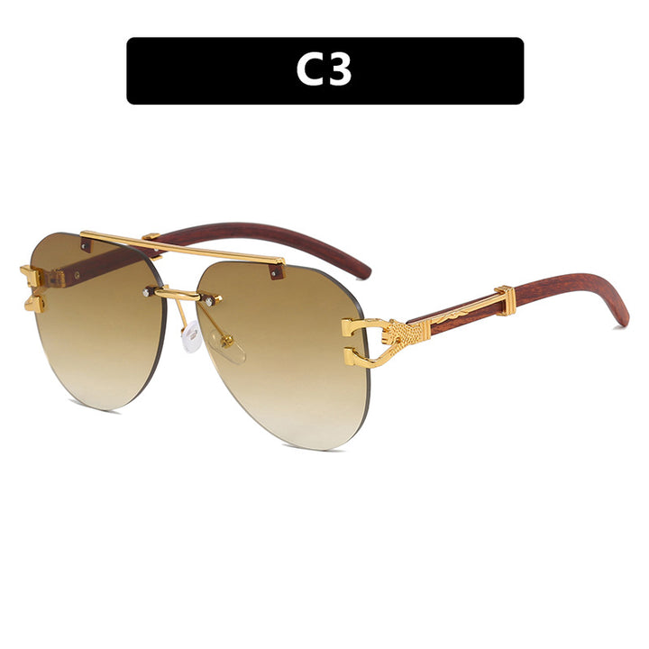 Ladies fashionable pilot sunglasses with luxurious metal accents and wood details Kalsten