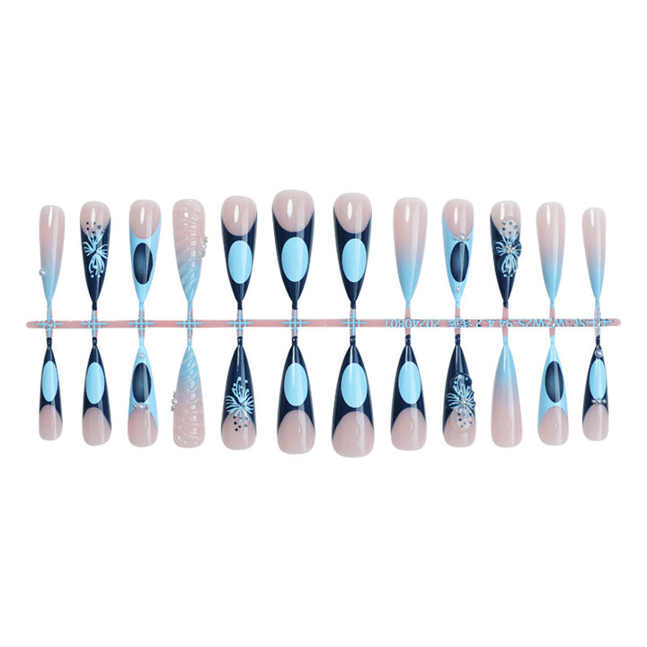 Decorative Press-On Nail Art Set with Elegant Ombre and Floral Designs kalsten