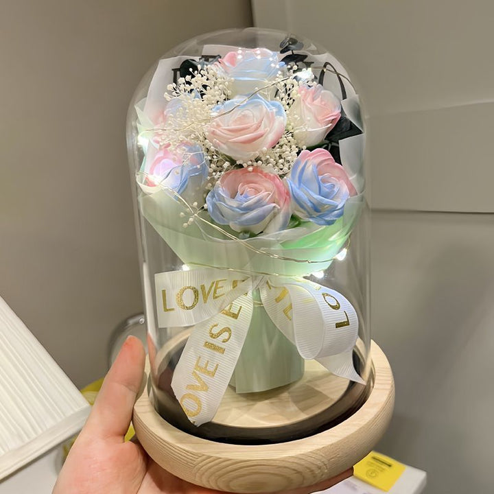 Preserved Floral Bouquet in Glass Dome