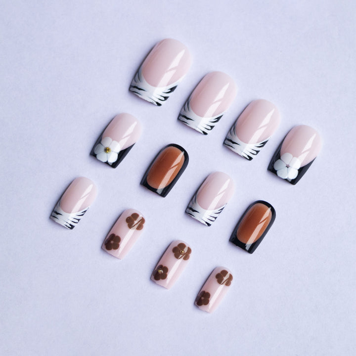 Floral and Geometric Nail Art Set