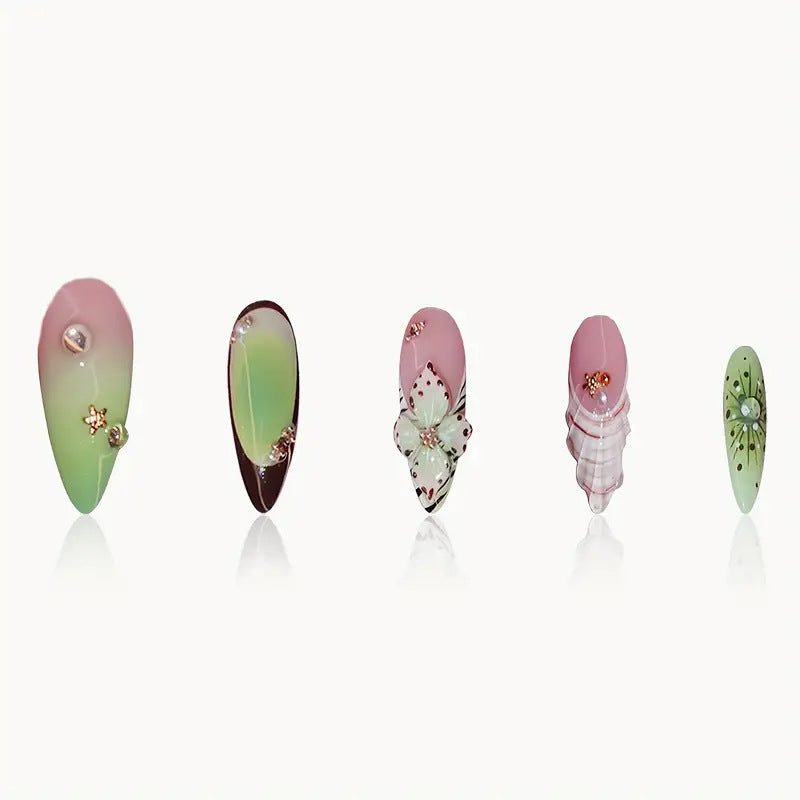 Decorative 3D Butterfly Themed Press-On Nail Art Kalsten