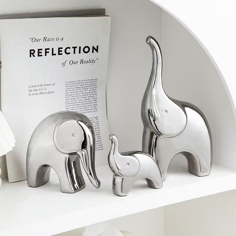 Decorative Metallic Elephant Figurines for Home Decor