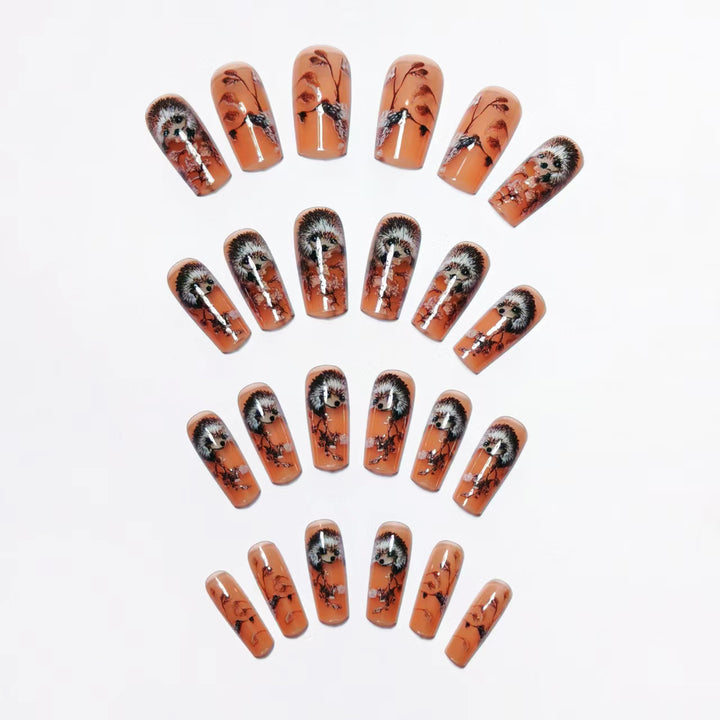 Artificial nails with cute hedgehog design Kalsten