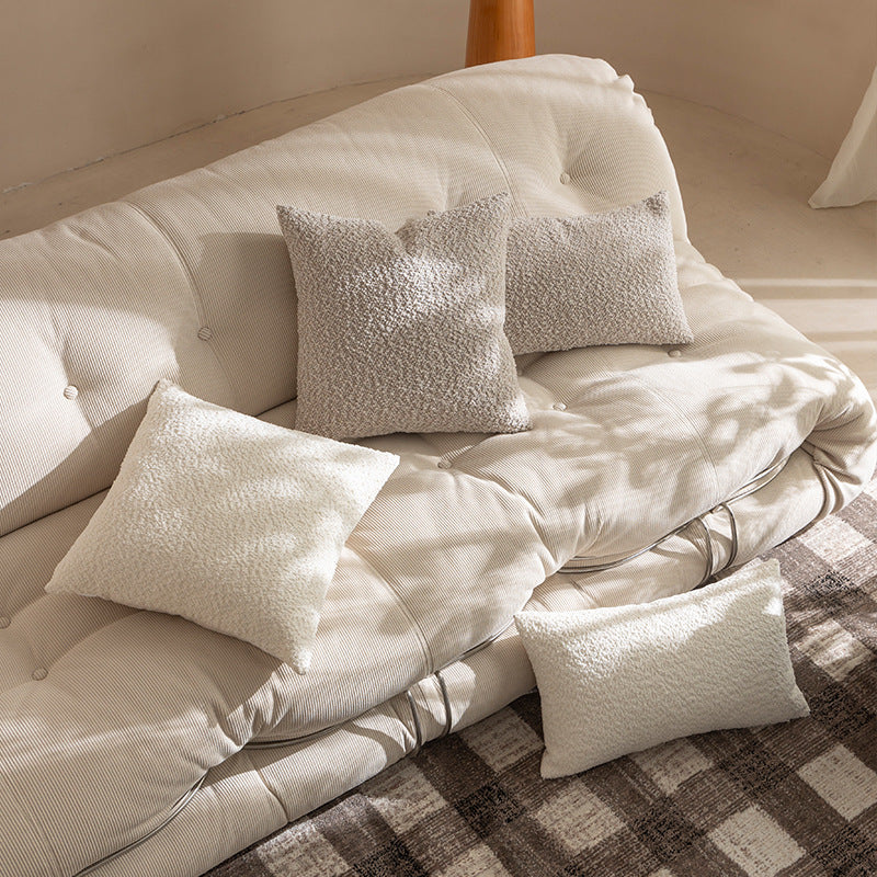 Rectangular Boucle Lumbar Pillow with Textured Teddy Surface Kalsten